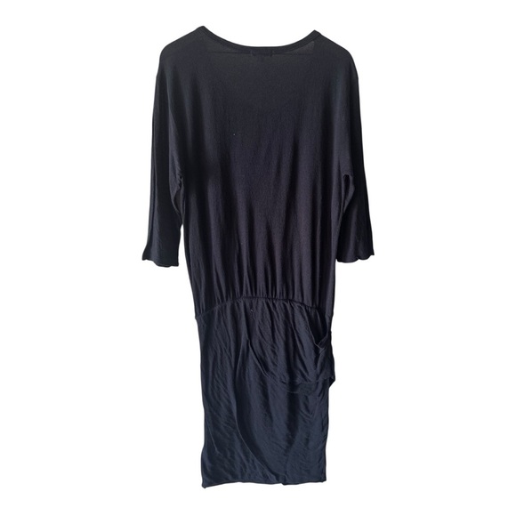 James Perse Crepe Jersey Dress Dolman Blouson 3/4 Sleeve Black Size Large NWT - Picture 6 of 14